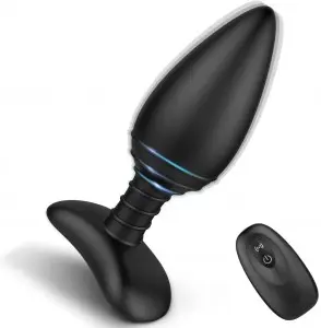 Silicone Rechargeable Anal Vibrator with Remote Control 6 Vibration Modes