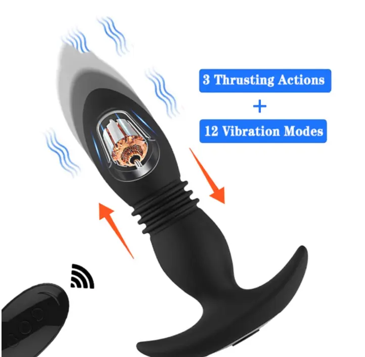 Thrusting Anal Vibrator, RHEXIA Prostate Massagers with 7 modes Vibration, Butt Plug Mens Vibrator with Remote Control, Anal Sex Toys for Man, Adult Sex Toys & Games (1)