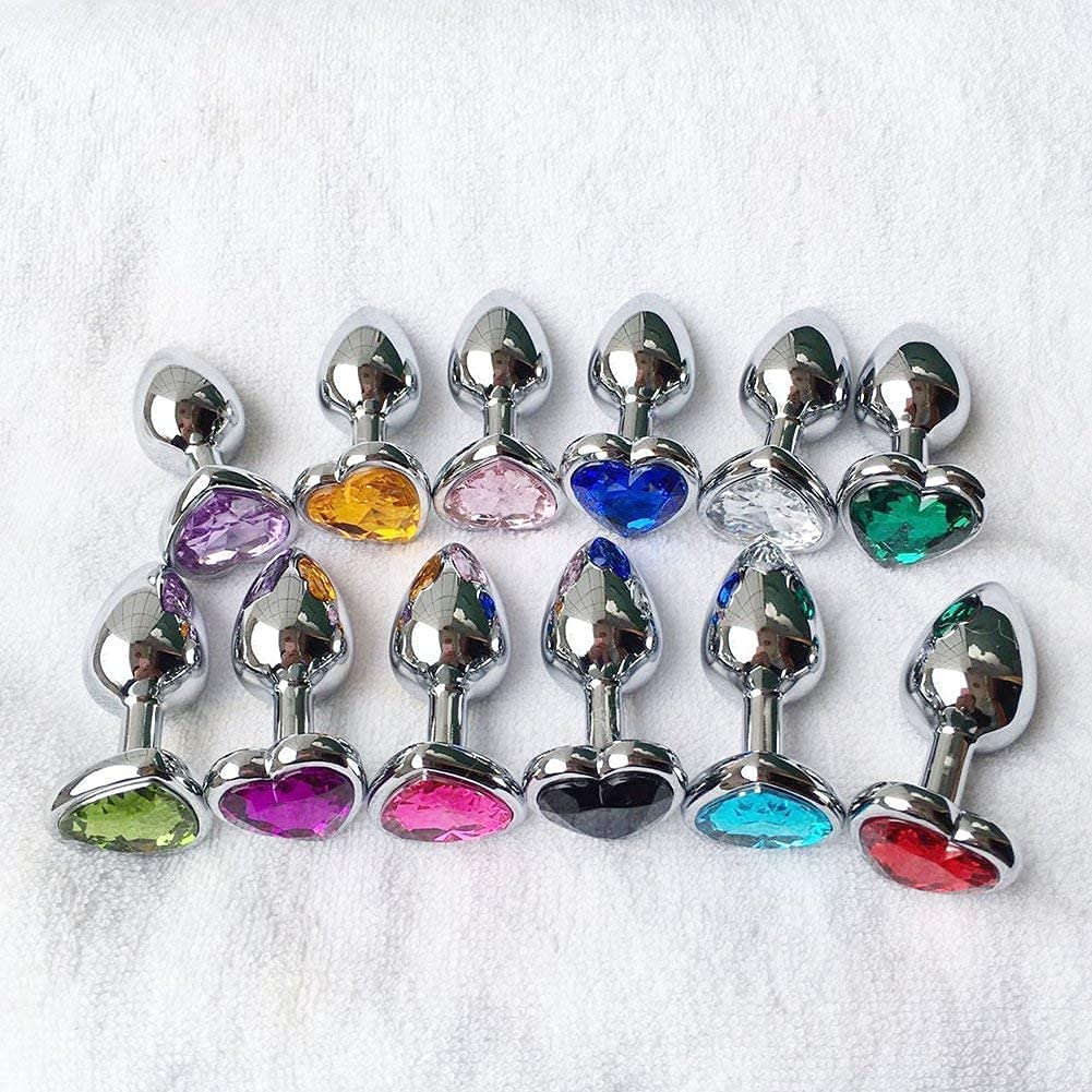 Luxury Metal Butt Toys Heart Shaped Anal Trainer Jewel Butt Plug Adult Gay Anal Plugs Woman Men Sex Gifts Things for Beginners Couples (3)