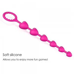 Sexy Novelties 6 heart Beads Silicone Pull Chain Butt Plug Backyard