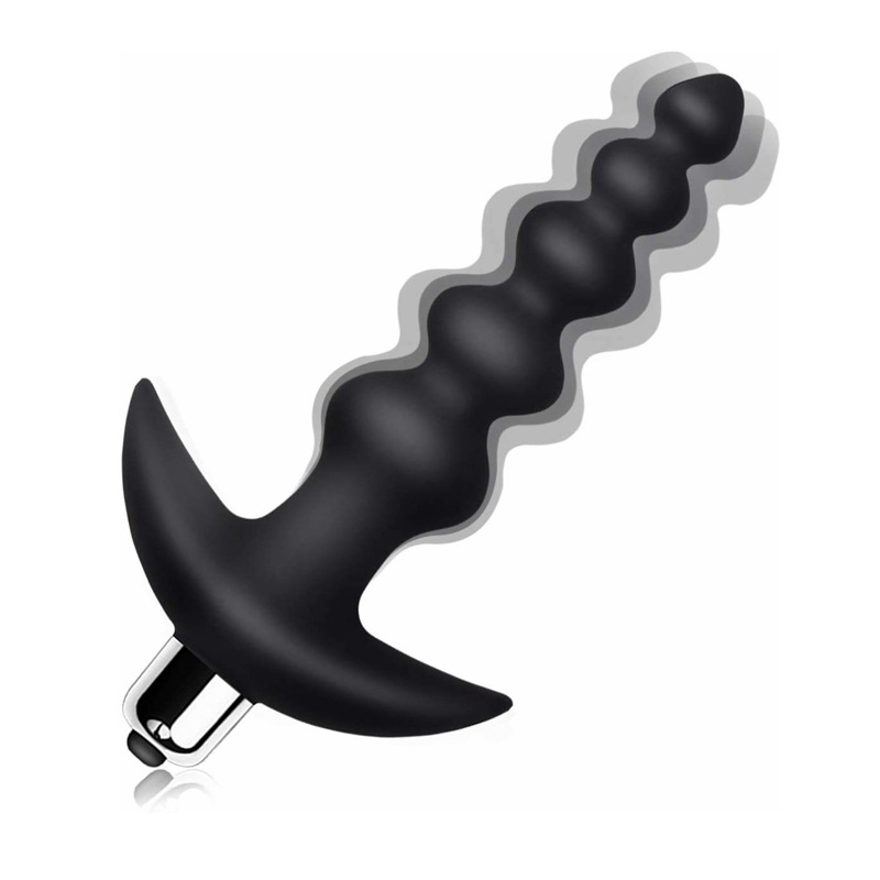 Vibrating Anal Beads Butt Plug - Flexible Silicone 10 Vibration Modes Graduated Design Anal Sex Toy Waterproof Bullet Vibrator for Men, Women and Couples (1)