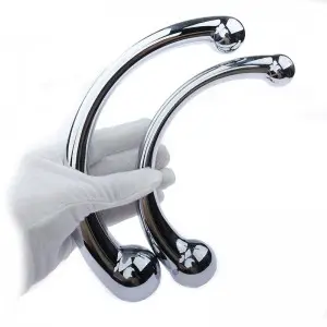Metal Curved Double-Ended G-spot Massage Masturbation Sex Toy