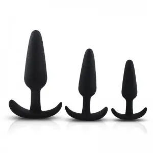 Pack of 3 Silicone Butt Plugs Trainer Kit Sex Toys Flared Base Prostate Sex Toys