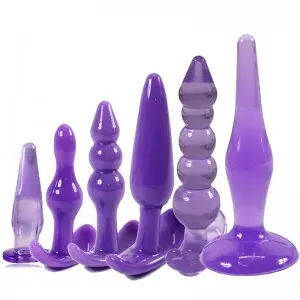 6pcs or 7pcs Purple Set Soft TPE Anal Plug Set for Beginner Beads Butt Plugs Dildo