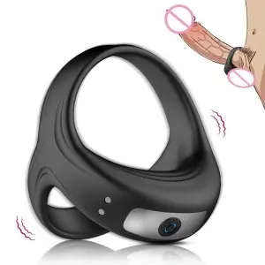 10 Intense Vibration Modes Testicles Stimulates Vibrating Penis Ring for Men