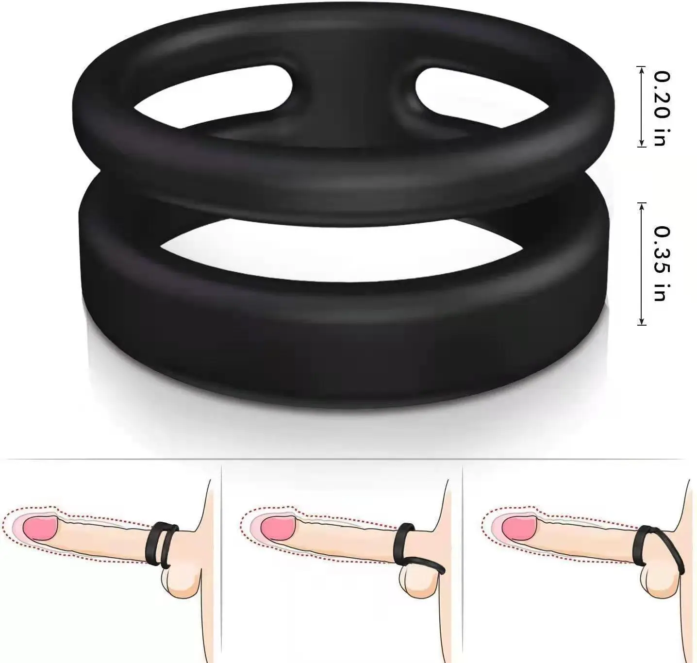 Silicone Dual Penis Ring, Premium Stretchy Longer Harder Stronger Erection Cock Ring Erection Enhancing Sex Toy for Man or Couples Play (1)