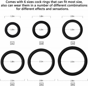 6 Different Size Flexible Super Soft Premium Quality Silicone  Penis Cock Rings