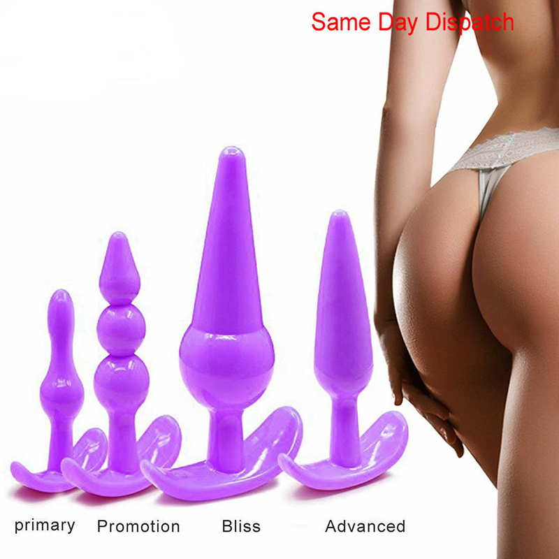 4-Piece Waterproof Anales Trainer Set Pleasure Plug Toy for Women Men Anal Plug Stick Beginner Training Kit Large Huge Anales Beads Advanced Toy,TPE PLUGS SET  (2)