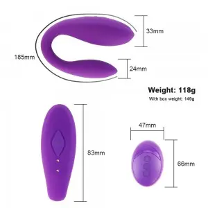 Remote control dual Tip Vibrator U-Shaped G-Spot Clitoral Stimulator couples vibrator