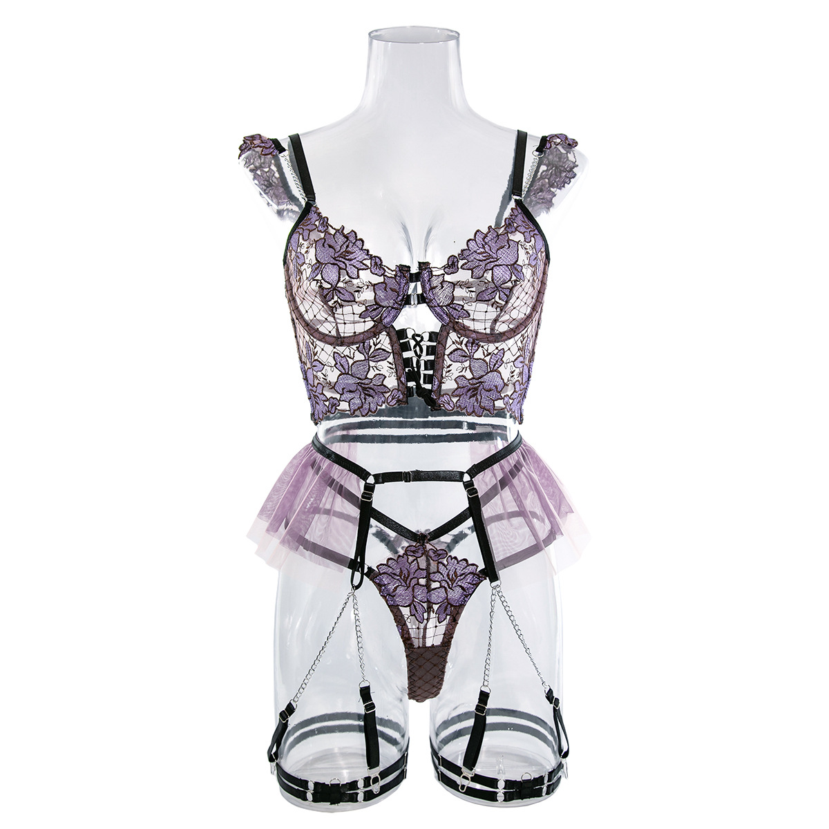 Flower Lingerie Set Sexy Plus Size Bra And Panty Sets (9)