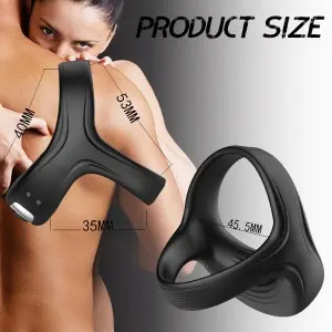 10 Intense Vibration Modes Testicles Stimulates Vibrating Penis Ring for Men
