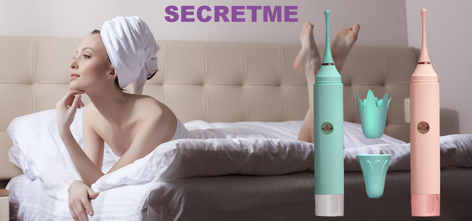 young girl in the morning in bed with a bouquet of red tulips, flowers for womens day, mothers day woman in the bedroom, close-up. Copy space.