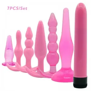 6pcs or 7pcs Purple Set Soft TPE Anal Plug Set for Beginner Beads Butt Plugs Dildo