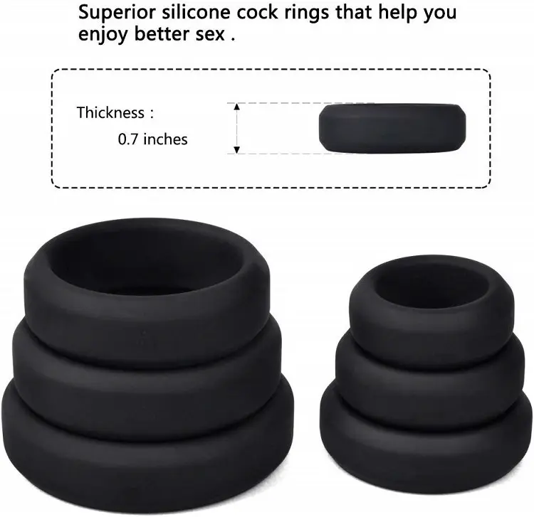 Silicone Penis Cock Rings Cock ring - 6 Different Size - Flexible - Super Soft Premium Quality Silicone (1)