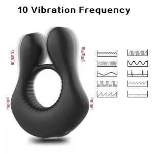 Male Sex Toys 3 Motors for Clitoris & Testicles Stimulation Pleasure Vibrating Cock Ring