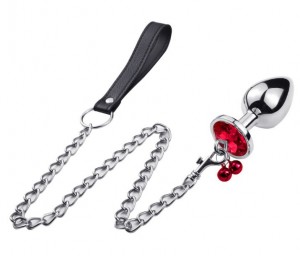 Heart Shaped Butt Plug Metal Jeweled Anal Plug with Bell