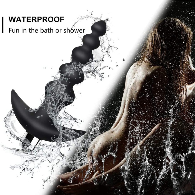 Vibrating Anal Beads Butt Plug - Flexible Silicone 10 Vibration Modes Graduated Design Anal Sex Toy Waterproof Bullet Vibrator for Men, Women and Couples (6)