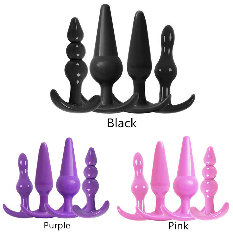 4-Piece Waterproof Anales Trainer Set Pleasure Plug Toy for Women Men Anal Plug Stick Beginner Training Kit Large Huge Anales Beads Advanced Toy,TPE PLUGS SET  (7)